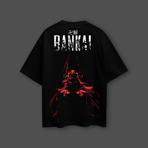 Bankaī Rebirth Black Oversized T-Shirt – Front Puff Print - Bleach