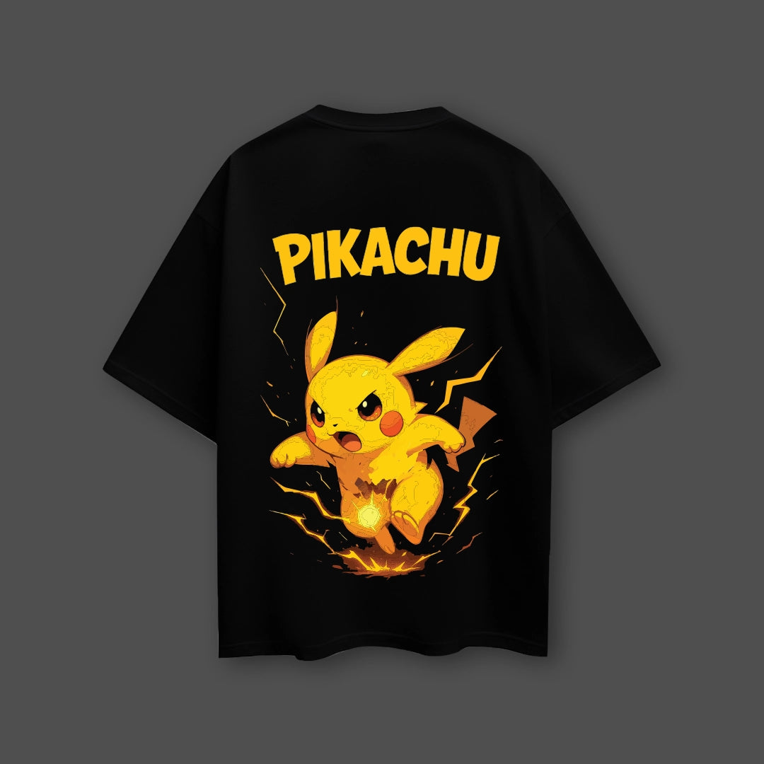 Pikachu Oversized Fit Black T-Shirt