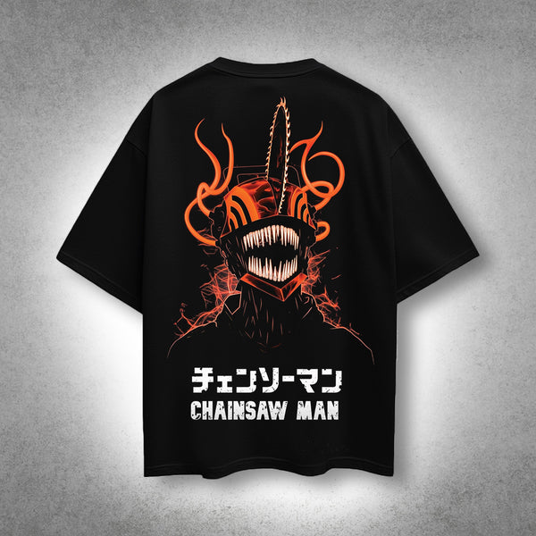 Vlack - Chainsaw Man - Devil Unleashed - Black Oversize Fit T-Shirt