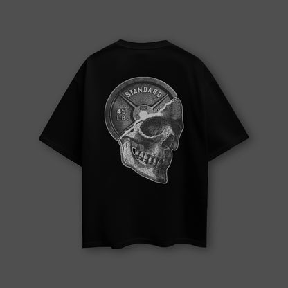 Vlack Skull x 45 LB Front HD Print Plate Black Oversized Fit Tshirt