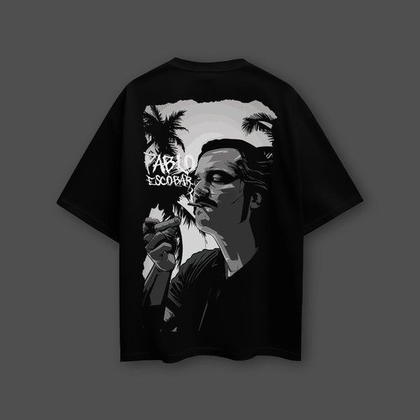 Escobar in Shadows - Front HD Print - Black Oversize Fit Tshirt