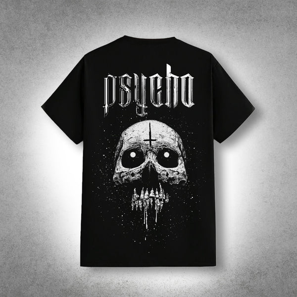 VLACK - Psycho Skull - Front HD Print - Black Regular Fit T-Shirt