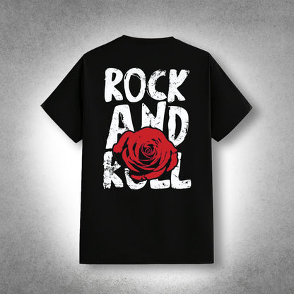 VLACK - Rock And Roll Front Puff Print - Black Regular Fit T-Shirt