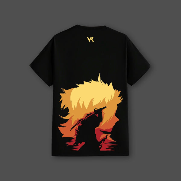 Rengoku Demon Slayer Black Regular Fit T-shirt