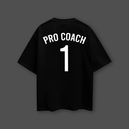 Vlack Pro Coach 1 Front Puff Print Jersey Black Oversized Fit Tshirt