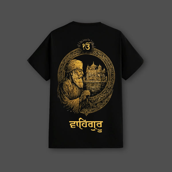 Guru Nanak Dev Ji Golden Temple Regular Fit Black T-Shirt