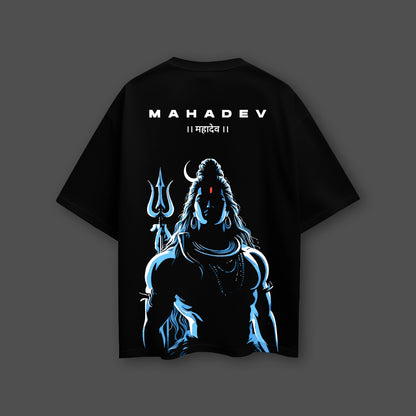 Mahadev Ji Silhouette Oversized Fit Black T-Shirt