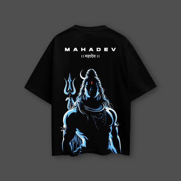 Mahadev Ji Silhouette Oversized Fit Black T-Shirt