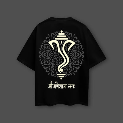 Shree Ganesh Ji Oversized Fit Black T-Shirt