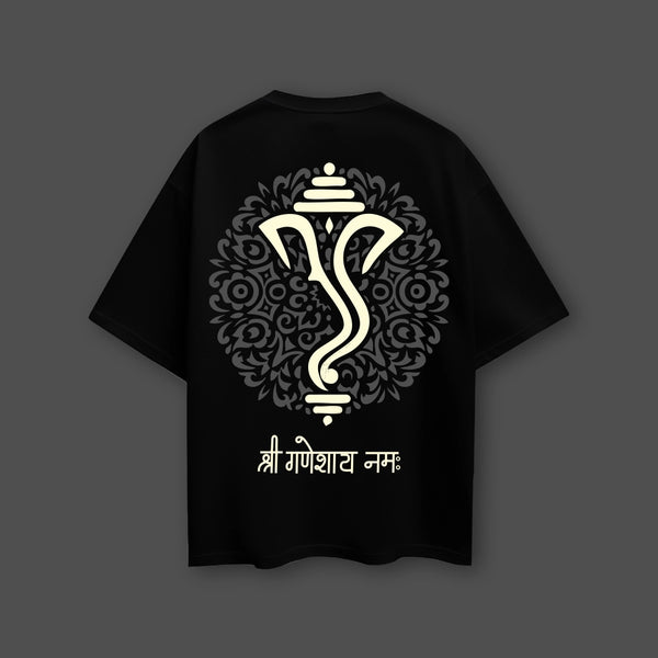 Shree Ganesh Ji Oversized Fit Black T-Shirt