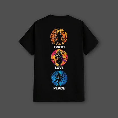 Truth Love Peace Regular Fit Black T-Shirt