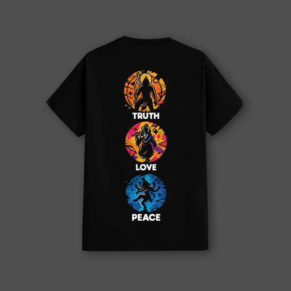 Truth Love Peace Regular Fit Black T-Shirt