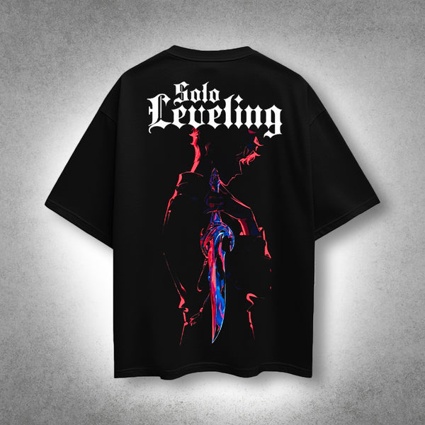 Vlack - Solo Leveling Oversized Tee – Shadow Awakening - Front Puff Print