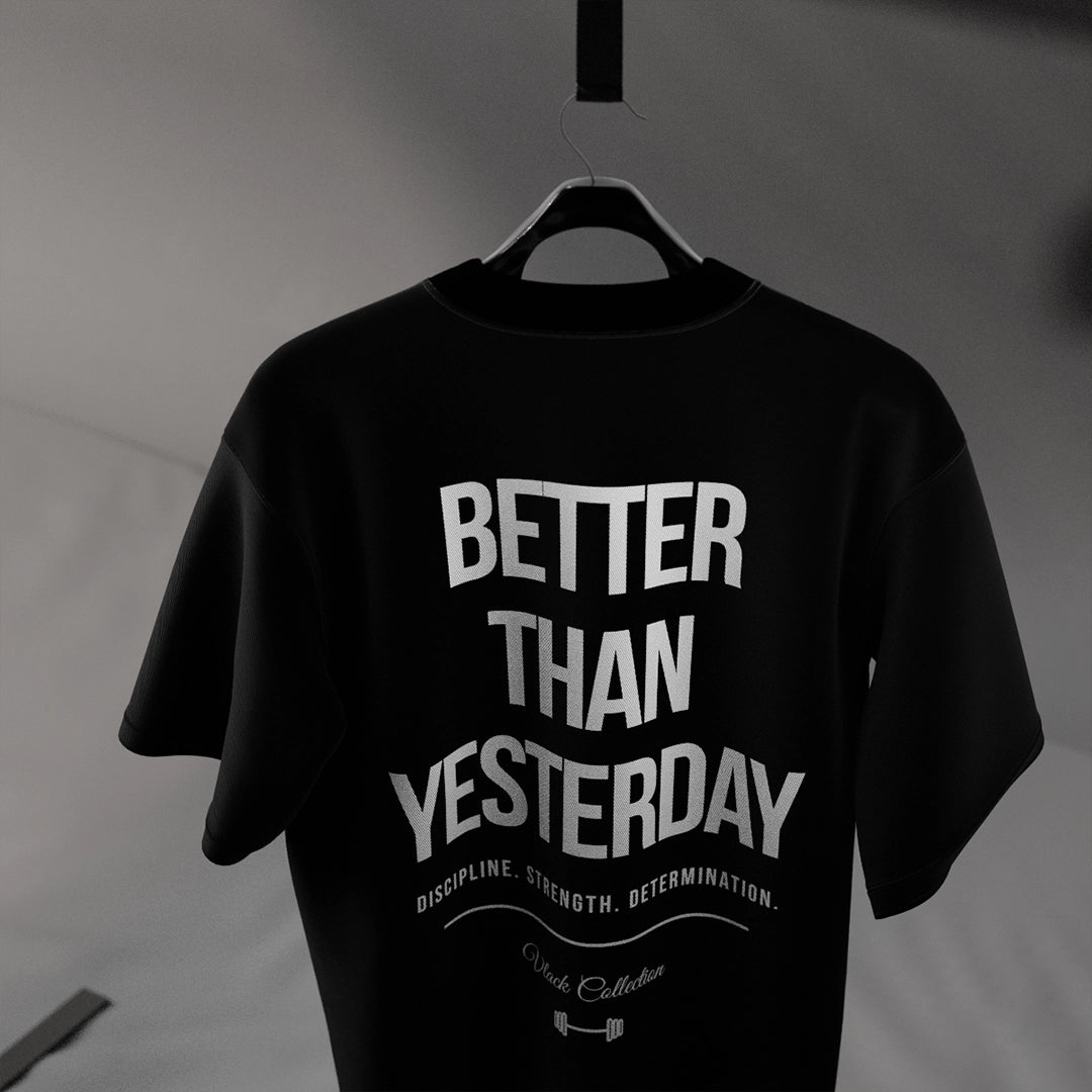 Vlack Better Than Yesterday - Black Regular Fit T-Shirt