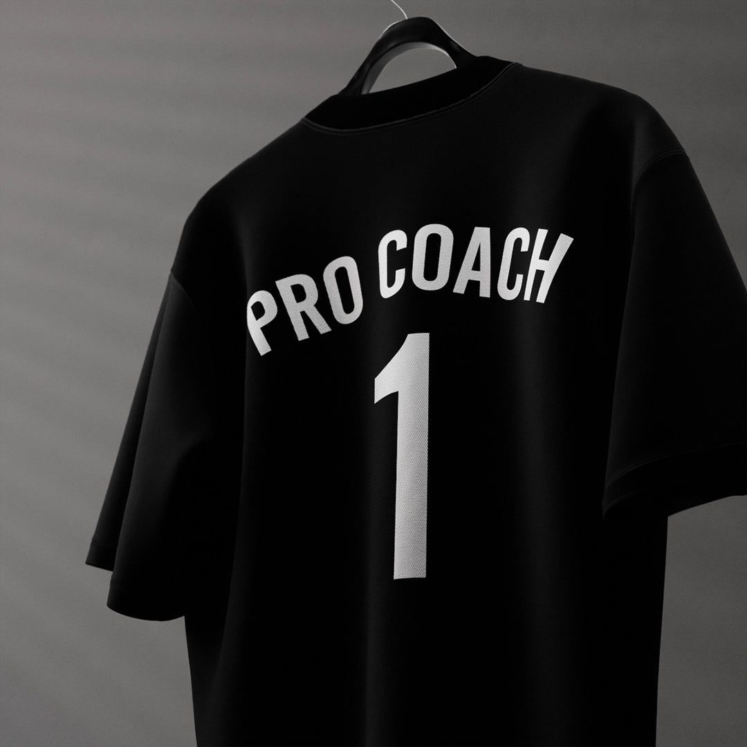 Vlack Pro Coach 1 Front Puff Print Jersey Black Oversized Fit Tshirt