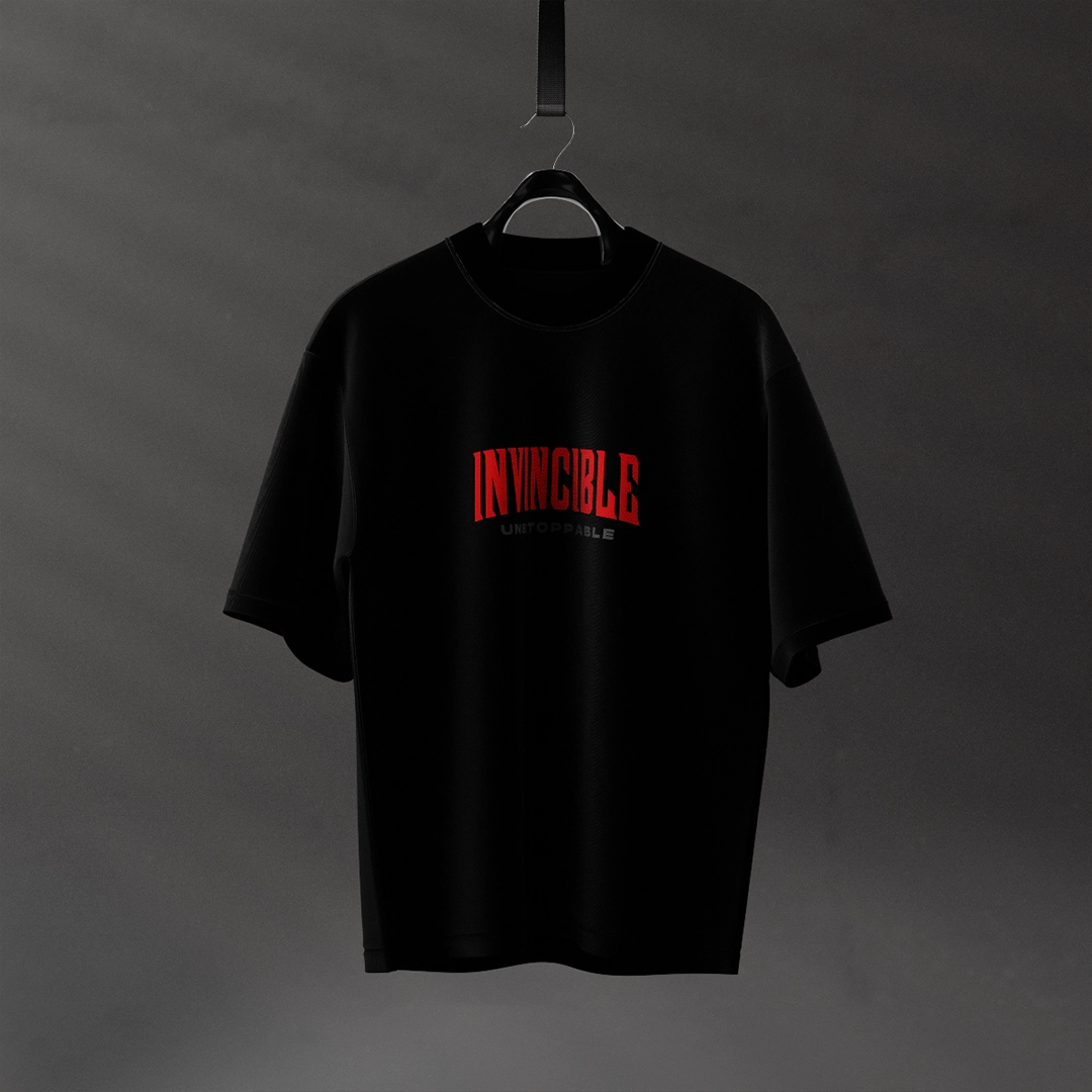 Vlack Invincible Unstoppable - Black Oversize Fit T-Shirt