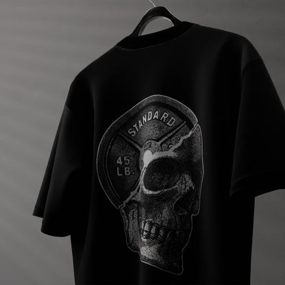 Vlack Skull x 45 LB Front HD Print Plate Black Oversized Fit Tshirt