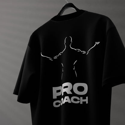 Vlack Pro Coach Front Puff Print Bodybuilder - Black Regular Fit T-Shirt