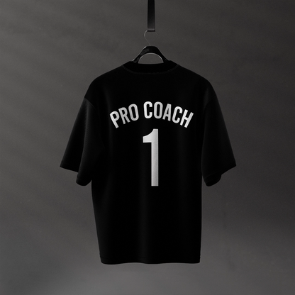Vlack Pro Coach 1 Front Puff Print Jersey Black Oversized Fit Tshirt
