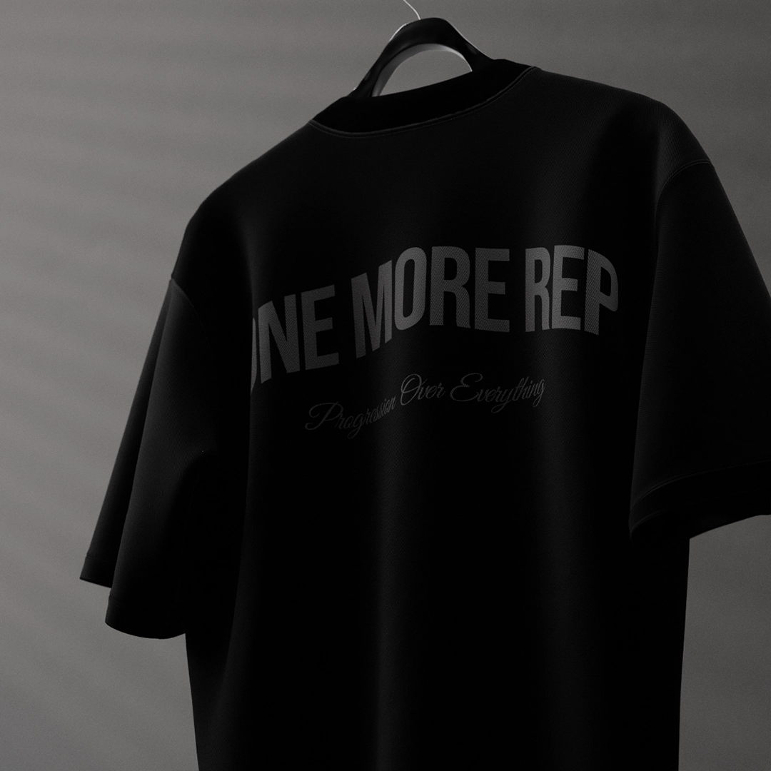 Vlack Grey One More Rep - Black Oversize Fit T-Shirt