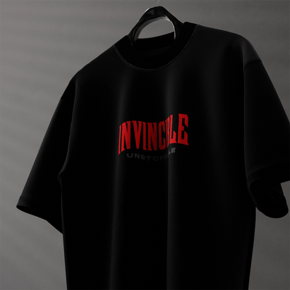 Vlack Invincible Unstoppable - Black Oversize Fit T-Shirt