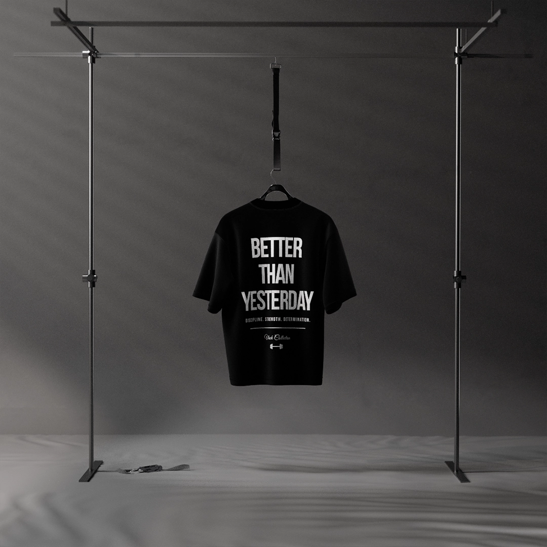 Vlack Better Than Yesterday - Black Oversize Fit T-Shirt