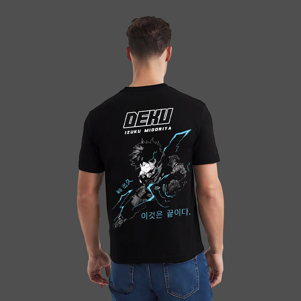 Izuku Midoriya (Deku) Lightning Charge – Regular Fit Black T-Shirt