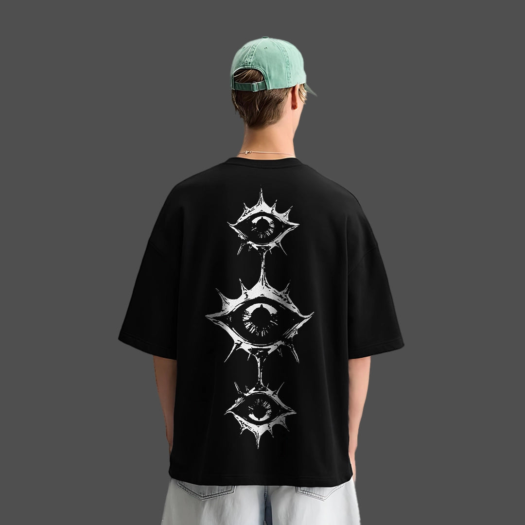 Eye Vision Graphic Oversized Fit Black T-Shirt