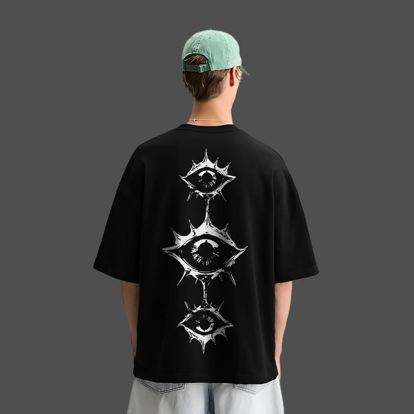 Eye Vision Graphic Oversized Fit Black T-Shirt - 2