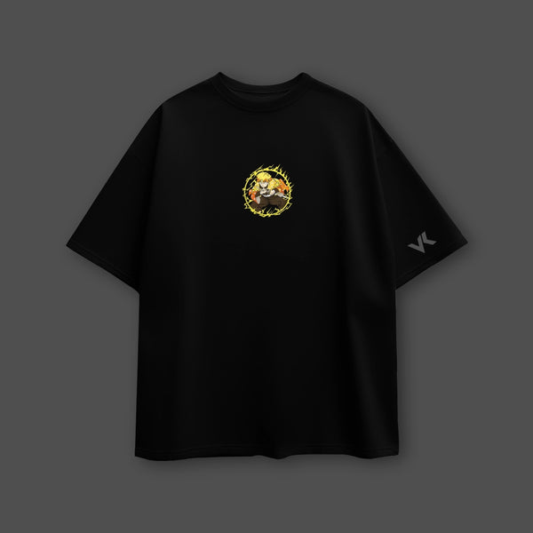 Zenitsu Agatsuma Lightning – Oversized Fit Black T-Shirt - 2