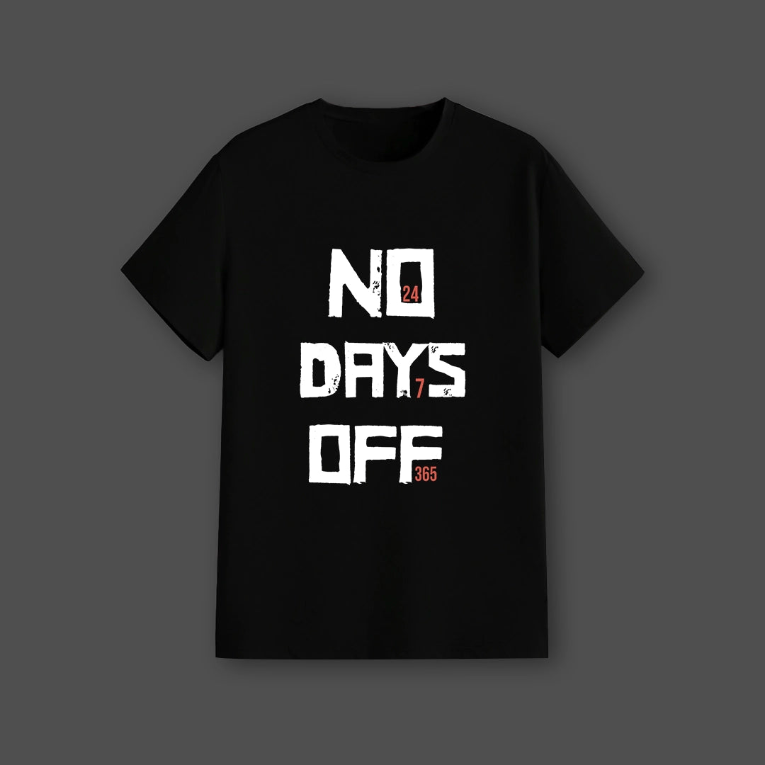 Vlack No Days Off - Black Regular Fit T-Shirt