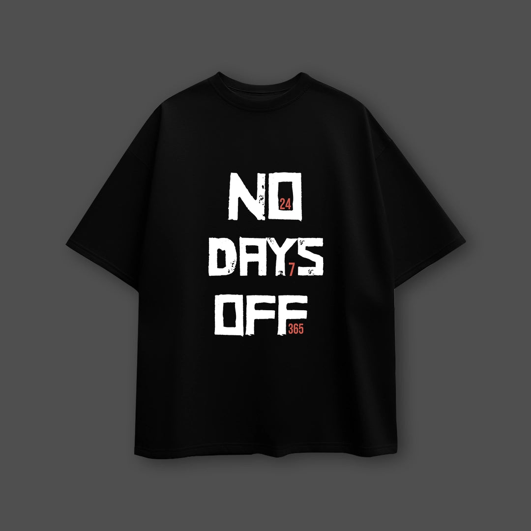 Vlack No Days Off - Black Oversize Fit T-Shirt