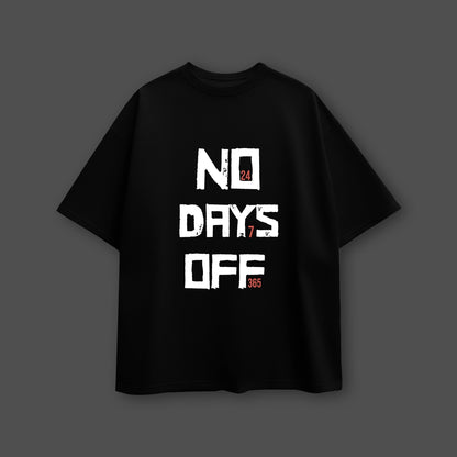 Vlack No Days Off - Black Oversize Fit T-Shirt