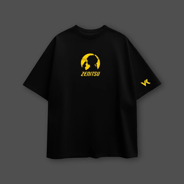 Zenitsu Agatsuma Lightning Breathing – Black Oversized Fit T-Shirt - 2