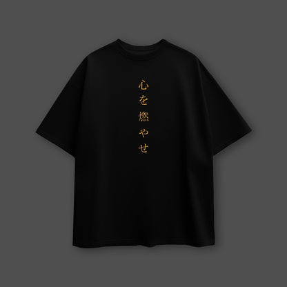 Rengoku Demon Slayer Black Oversized Fit T-shirt