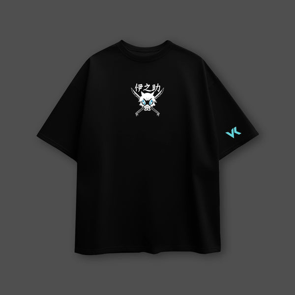 Inosuke Dual Swords Demon Slayer Black Oversized Fit T-shirt - 2