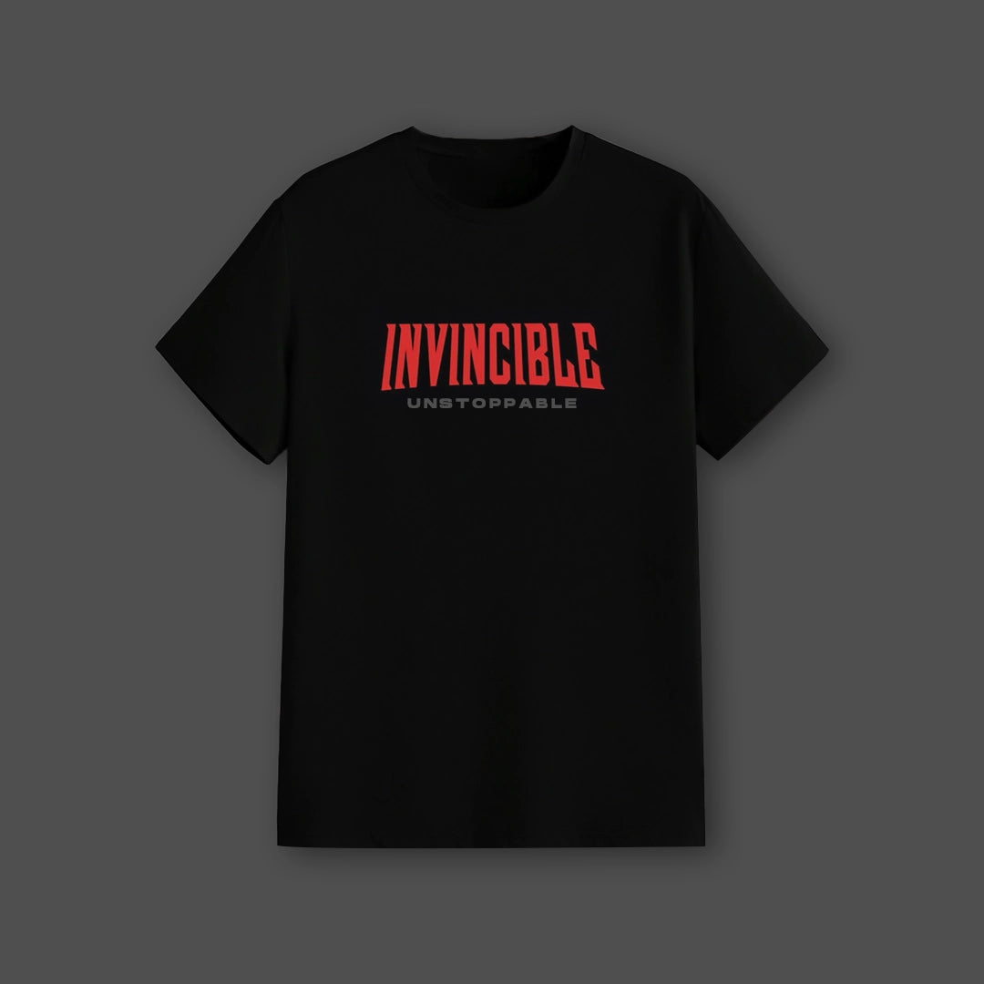 Vlack Invincible Unstoppable - Black Regular Fit T-Shirt
