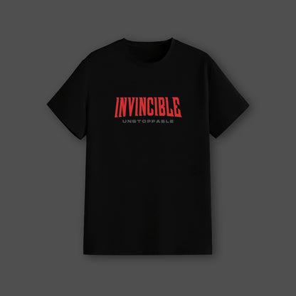 Vlack Invincible Unstoppable - Black Regular Fit T-Shirt