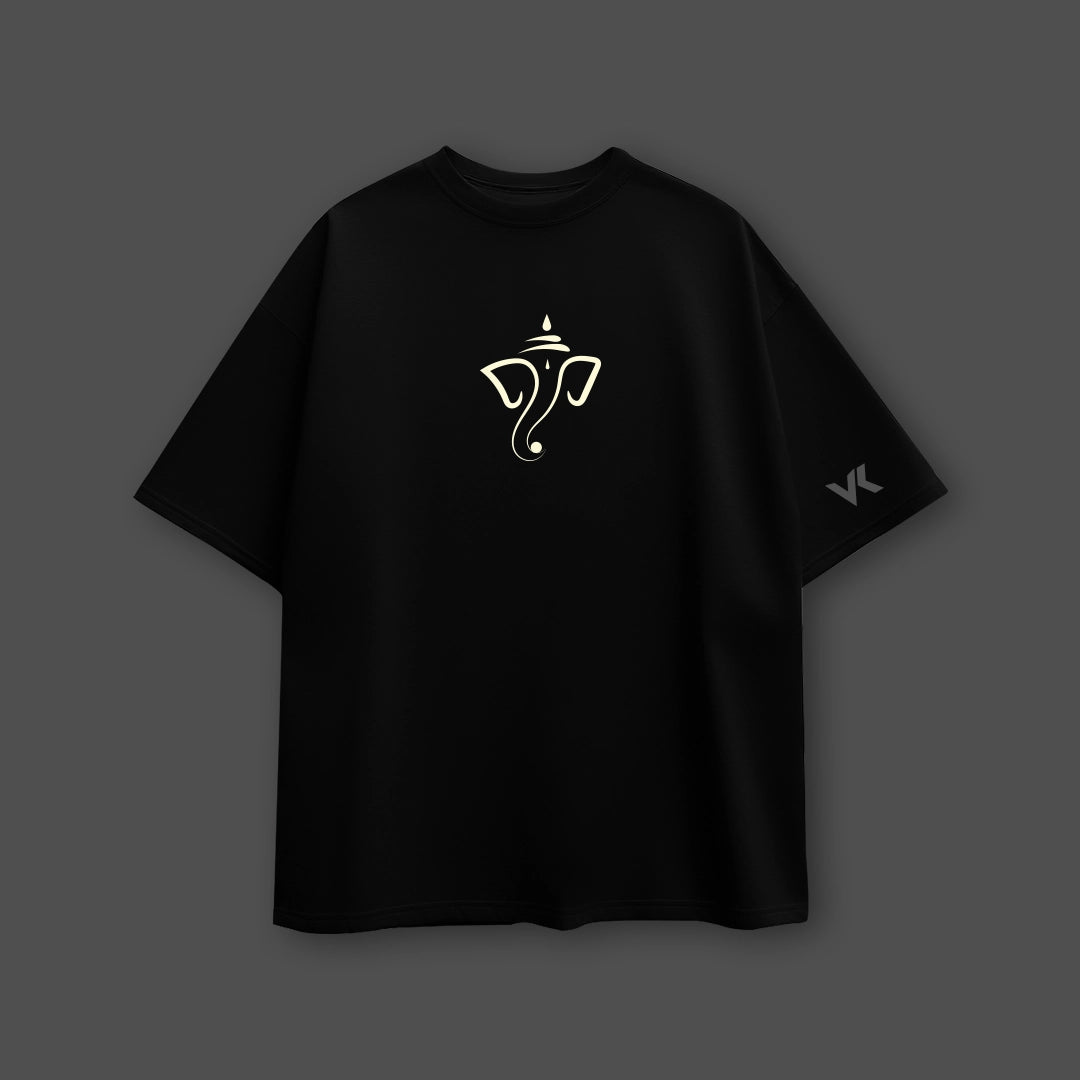Shree Ganesh Ji Oversized Fit Black T-Shirt