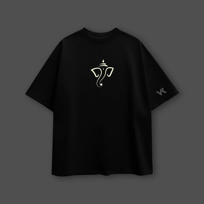 Shree Ganesh Ji Oversized Fit Black T-Shirt