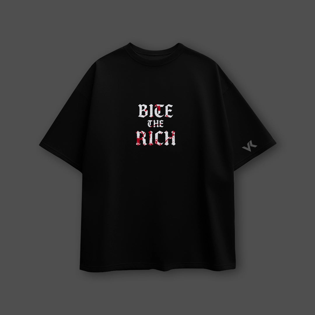Vlack Bite The Rich Black Oversized Fit Tshirt