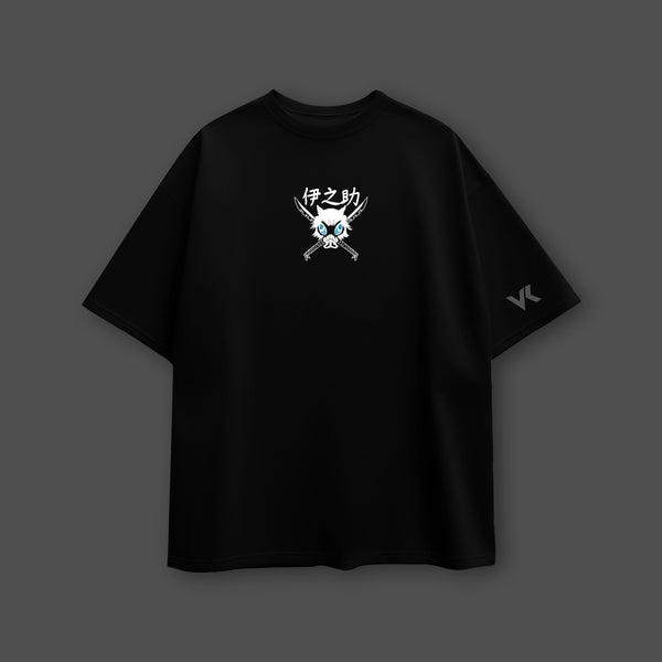 Inosuke Dual Swords Demon Slayer Black Oversized Fit T-shirt - 2