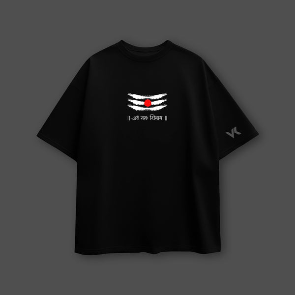 Shiv Ji Abstract Oversized Fit Black T-Shirt - 2