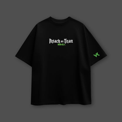 Eren Yeager Attack on Titan Black Oversized Fit T-shirt