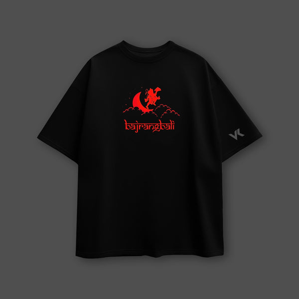 Hanuman Ji Warrior Oversized Fit Black T-Shirt - 2
