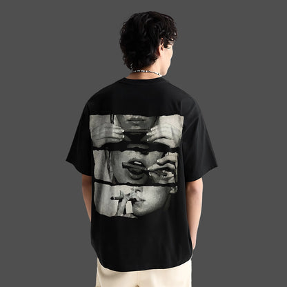 Ritual Of Release – Front Puff Print - Black Oversized T-Shirt