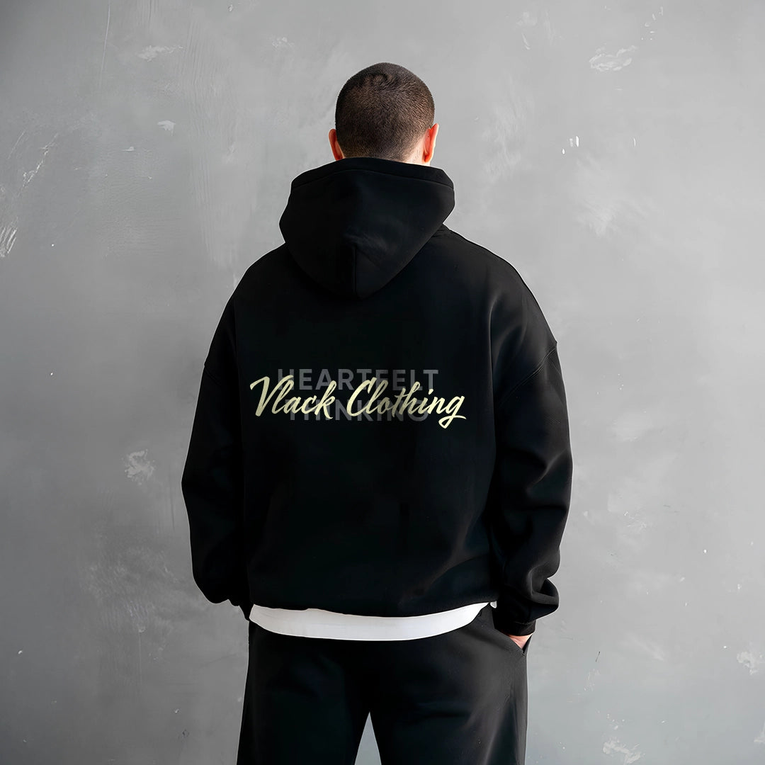 Vlack Heartfelt Thinking - Oversized Black Hoodie