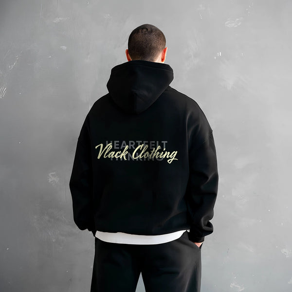 Vlack Heartfelt Thinking - Oversized Black Hoodie