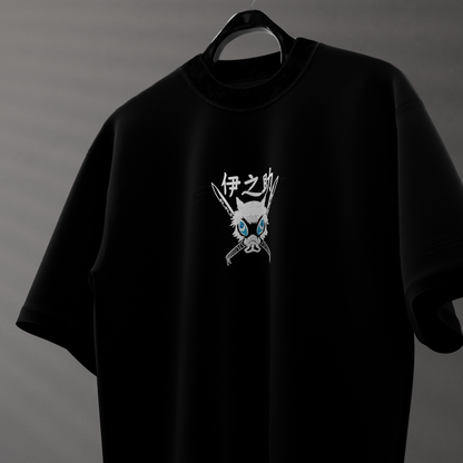 Inosuke Dual Swords Demon Slayer Black Oversized Fit T-shirt