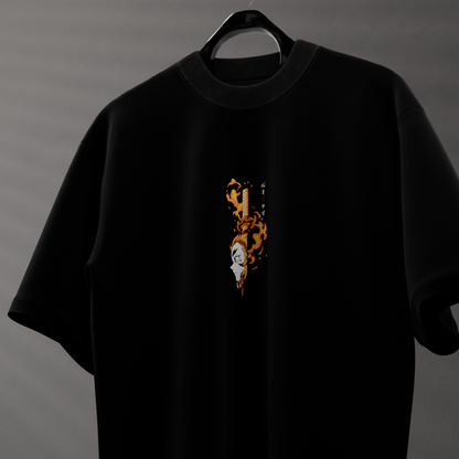 Kyojuro Rengoku Flame Hashira – Oversized Fit Black T-Shirt